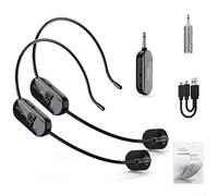 HEIBTENY Wireless Headset Headset Microphone Transmitter Mic 50 m Range for Speaker Voice Teaching Yoga (2.4G, 2 Channels)