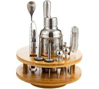 HeiDD Bartender Kit, Stainless Steel Shaker Set, 12 Pcs Cocktail Shaker Set, Stainless Steel Martini Shaker, Bamboo Stand, Perfect Bar Tools Set for Home Bar Party (Size : 350ML)