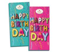 Heidel "Happy Birthday" 3D Choco Greetings, 2 x 100 g Bar Chocolate, Birthday Candy with Elegant Milk Chocolate, Individually Packed