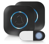 Heidemann Blackline 70910 Wireless Bell Set - Extendible - High Range - Wireless Bell with LED - 2 Receivers & 1 Transmitter - Plug-In Wireless Chime - Black