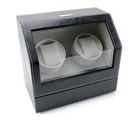 Heiden Battery Powered Double Watch Winder in Black Leather