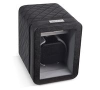 Heiden Monaco Single Watch Winder - Black Leather - Battery Powered or AC Adapter, 12 Program Settings, Diamond Stitched Vegan Leather, Soft Linen Interior, Large Interior Space for Large Watches,
