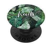 Heidi - Green Tropical Botanical Personalized Name PopSockets PopGrip: Swappable Grip for Phones & Tablets