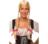 Heidi/Gretel Wig blond with braids and red bows for ladies and gentlemen Carnival Carnival