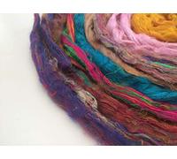 Heidifeathers 8 x Colours of Recycled Carded Sari Silk Mix (8 Colour Mix, 40g / 1.4oz)