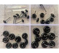 heidifeathers Glass Eyes - Mixed Size Packs and Mixed Colour Packs. Small Eyes for Needle Felting Animals. Glass Eyes on a Spike, Easy Glue in. (Black - Mixed Sizes 6mm, 8mm, 10mm and 12mm)