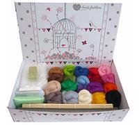 Heidifeathers® Premium Boxed Wet Felting Kit - 20 Merino Colours, Bamboo Mat