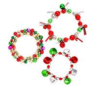 HEIDKRUEGER 3pcs Christmas Stretch Bracelets Red Green Jingle Bell Bracelets Xmas Christmas Holiday Party Favors Jewelry Gifts, M, Metal, no gemstone