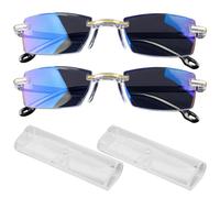 Heidouse 2 Pairs Anti Blue Light Presbyopia Glasses Self Adjusting Automatic Zoom Reading Glasses Lightweight with Box for Men Women