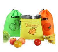 Heidouse 3Pcs Banana Bag with Drawstring, 14x11in Reusable Vegetable Fruit Storage Containers for Fridge with Foil Lining, Safe Fridge Fruit Fresh for Bananas Vegetables Tomatoes, Food Sandwich Bags