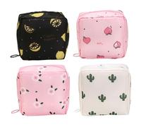 Heidouse 4Pcs Sanitary Napkin Storage Bag, Cute Zipper Period Pouch, Feminine Menstrual Pad Period Bag, Portable Sanitary Pad Pouch for Girl Women, Random Color
