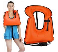 Heidouse Adult Life Jacket, Large Buoyancy Inflatable Life Jacket High Float Portable Breathing Vest for Fishing Kayak Snorkeling Water Sports, Orange, SPORTING GOODS