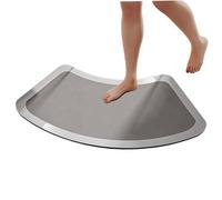 Heidouse Diatomite Stone Bath Mat, 18x35 inch Absorbent Quick Dry Curved Bath Mat, Non Slip Curved Shower Rug for Bathroom