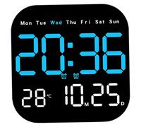 Heidouse Digital Wall Clock, 7" LED Large Digital Clock with Remote Control, Date and Day of Week, Temperature, Auto-Dimming or Brightness Adjustment, Battery Operated for Bedroom