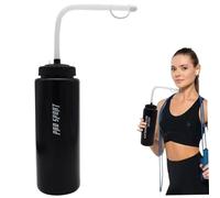 Heidouse Hockey Water Bottle, BPA-Free Portable Water Bottle with Straw, Ideal for Gym, Outdoor Activities, Black