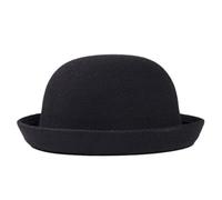 Heidouse Kids Bowler Hat Trendy Formal Round Top Hat with Rolled Brim Easy Matching Unisex Felt Black Fedora for Daily Wear, Banquet, Photos, Hats for Adults