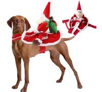 Heidouse Santa Dog Costume, Santa Riding Dog Christmas Outfit, Funny Pet Costumes for Small Medium Pets Dress up Cosplay Party