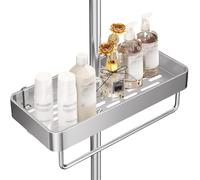 Heidouse Shower Shelves, 8.9x5.0x1.4 Inch Adjustable Hollow Shower Organizer with Hooks & Side Slot, No Drill & Anti-Rust Bathroom Decor for Home, Bathroom