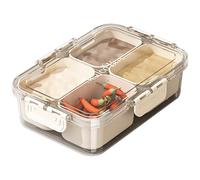 Heidouse Snackle Box Container 4 Compartment Snack Box Container with Lid & Lock Transparent Moisture-Proof Veggie Tray Food Grade PET + PP Salad Bar for Kitchen Containers