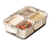 Heidouse Snackle Box Container 4 Compartment Snack Box Container with Lid & Lock Transparent Moisture-Proof Veggie Tray Food Grade PET + PP Salad Bar for Kitchen
