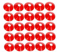 Heidouse Soccer Cones 25Pcs 7x2 Small Portable Lightweight Thicken Basketball Soccer Training Cones with Hole Kids Basic Obstacle Course for Football, Skating, Basketball, Red, Track Field