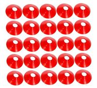 Heidouse Soccer Cones 25Pcs 7x2 Small Portable Lightweight Thicken Basketball Soccer Training Cones with Hole Kids Basic Obstacle Course for Football, Skating, Basketball, Red, Track Field
