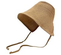 Heidouse Sun Bonnets for Women, Foldable Vintage Pioneer Bonnet with Tie, Breathable Cotton and Linen Victorian Hats for Women, Khaki, Amish Hat