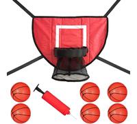 Heidouse Trampoline Basketball Hoop Attachment with 4 connecting rope, Waterproof Trampoline Hoop with 6 Mini Basketballs and Pump for Kids Adults Indoor Outdoor, Red, Accessories