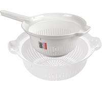 Heidrun Colour Plastic Colander Strainer 2pc 30cm 24cm (White)