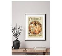 Heidsieck Champagne - Alfons Mucha Art Nouveau Poster Print A4 Premium Paper Vintage Floral Illustration Decorative Wall Art for Home & Office