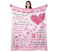 HEIFAM Daughter in Law Gifts, Future Daughter Blanket, Birthday Wedding Gift from Mother in Law, Pink Butterfly, 60"X80"
