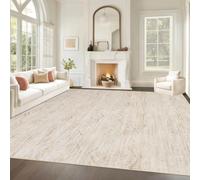 Heifgott 8x10 Washable Area Rug - Beige Vintage Distressed, Low Pile Non Slip Carpet for Living Room, Nursery, Kitchen and High Traffic Indoor Spaces