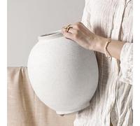 Heifgott Large White Ceramic Vase - 9.8 Inch Rustic Farmhouse Vase for Home Decor, Minimalist Tall Vases for Living Room, Table, Bathroom, Holiday Weddings (Sandstone White)