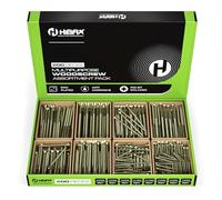 Heifix 200-Piece Wood Screw Assortment Set In Eco Storage Box - FREE Screw Bit Included - Double Countersunk, Pozi, Heavy Duty - For DIY, Floorboard, Wood Fences