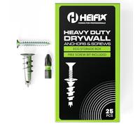 Heifix 25pcs Plasterboard Fixings In Eco Storage Box - Free Screw Bit Included - Heavy Duty Drywall Anchors and Screws, Metal Self Drilling Wall Plugs