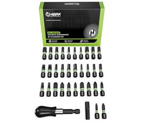 Heifix 34-Piece Impact Screwdriver Bit Set - Magnetic Quick-Release Holder & Adapter, Durable Precision Bits with Storage Case for Phillips, Torx, Hex & Slotted Screws
