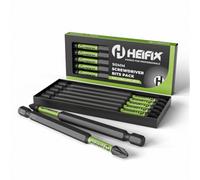 Heifix 6 X 90mm Pz2 Impact Long Screwdriver Magnetised Bit Set In Eco Storage Box - Pozi Drill Screw
