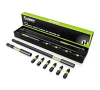 Heifix 8 Piece Magnetic Bit Holder Set - 150mm & 60mm Impact Bit Holders with 6 x 25mm PZ2 Impact Bits - Eco-Friendly Storage Box - High Torque, Magnetised, Corrosion Resistant, Screwdriver Bits
