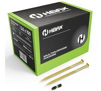 Heifix Multi-Purpose Pozi Wood Screws - 5 x 100mm, 200 QTY, FREE Screw Bit | Multi-purpose Wood Screws For Timber, DIY And General Fixing. Double Countersunk Pozi Design With FREE Matching Screw Bit.