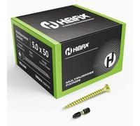 Heifix Multi-Purpose Pozi Wood Screws - 5 x 50mm, 100 QTY, FREE Screw Bit | Multi-purpose Wood Screws For Timber, DIY And General Fixing. Double Countersunk Pozi Design With FREE Matching Screw Bit.