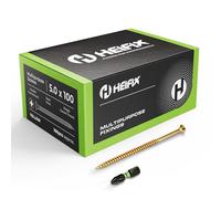 Heifix Multi-Purpose Wood Screws - FREE Screw Bit Included (QTY 100, 5mm x 100mm) Pozi Double Countersunk