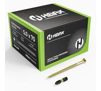 Heifix Multi-Purpose Wood Screws - FREE Screw Bit Included (QTY 100, 5mm x 70mm) Pozi Double Countersunk