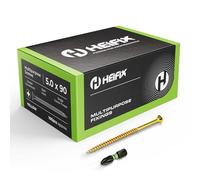 Heifix Multi-Purpose Wood Screws - FREE Screw Bit Included (QTY 100, 5mm x 90mm) Pozi Double Countersunk