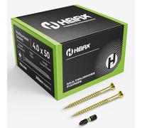 Heifix Multi-Purpose Wood Screws - FREE Screw Bit Included (QTY 200, 4mm x 50mm) Pozi Double Countersunk