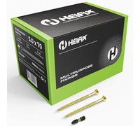 Heifix Multi-Purpose Wood Screws - FREE Screw Bit Included (QTY 200, 5mm x 70mm) Pozi Double Countersunk