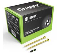 Heifix Multi-Purpose Wood Screws - FREE Screw Bit Included (QTY 200, 5mm x 90mm) Pozi Double Countersunk