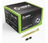 Heifix Multi-Purpose Wood Screws - Qty 100, 5mm X 60mm - Free Screw Bit Included - Pozi Double Countersunk