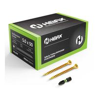 Heifix Multi-Purpose Wood Screws - FREE Screw Bit Included (QTY 200, 5mm x 50mm) Pozi Double Countersunk