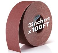 Heigble 120 Grit Sandpaper Roll 3''x100 ft Long Emery Cloth Sand Paper Roll Aluminum Oxide Abrasive Sanding Belt for Drum Sander Sandpaper Continuous Wood Furniture Wet and Dry Sanding