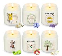 Heigble 6 Pieces Appreciation Gifts Scented Candles 6 Different Scents Candle Gifts for Women Men Birthday Retirement Thanksgiving Gift (Christian Theme)